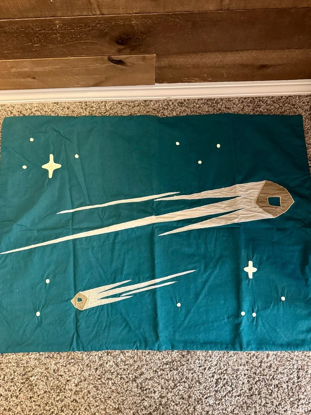 Crate&Barrel Teal and Cream Meteor Shower Pillow Sham